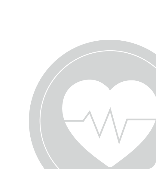 Round Grey Outline Icon of a heart with EKG line within